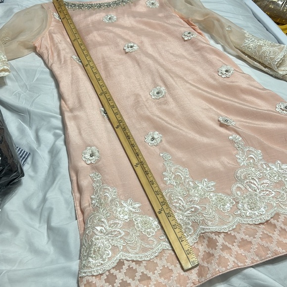 Shalwar kameez duppatta Indian Pakistani wear. Light pink white. Size M (40) - Picture 8 of 17